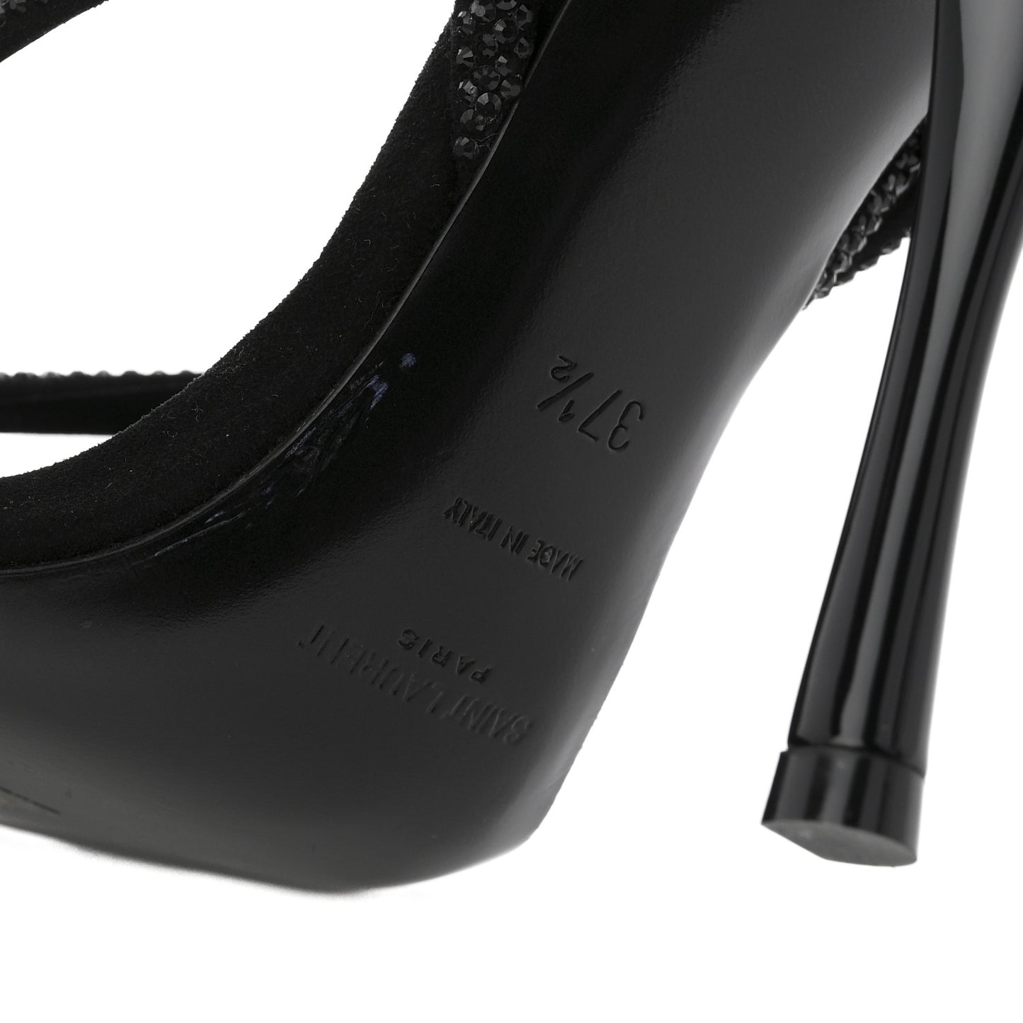 Crystal Suede Calfskin Nadja 105 Ankle Strap Sandals 37.5 Black
