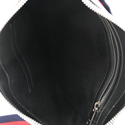 Gucci GG Supreme Monogram Appia Calfskin Web Flat Messenger Bag Black Grey 5 of 10