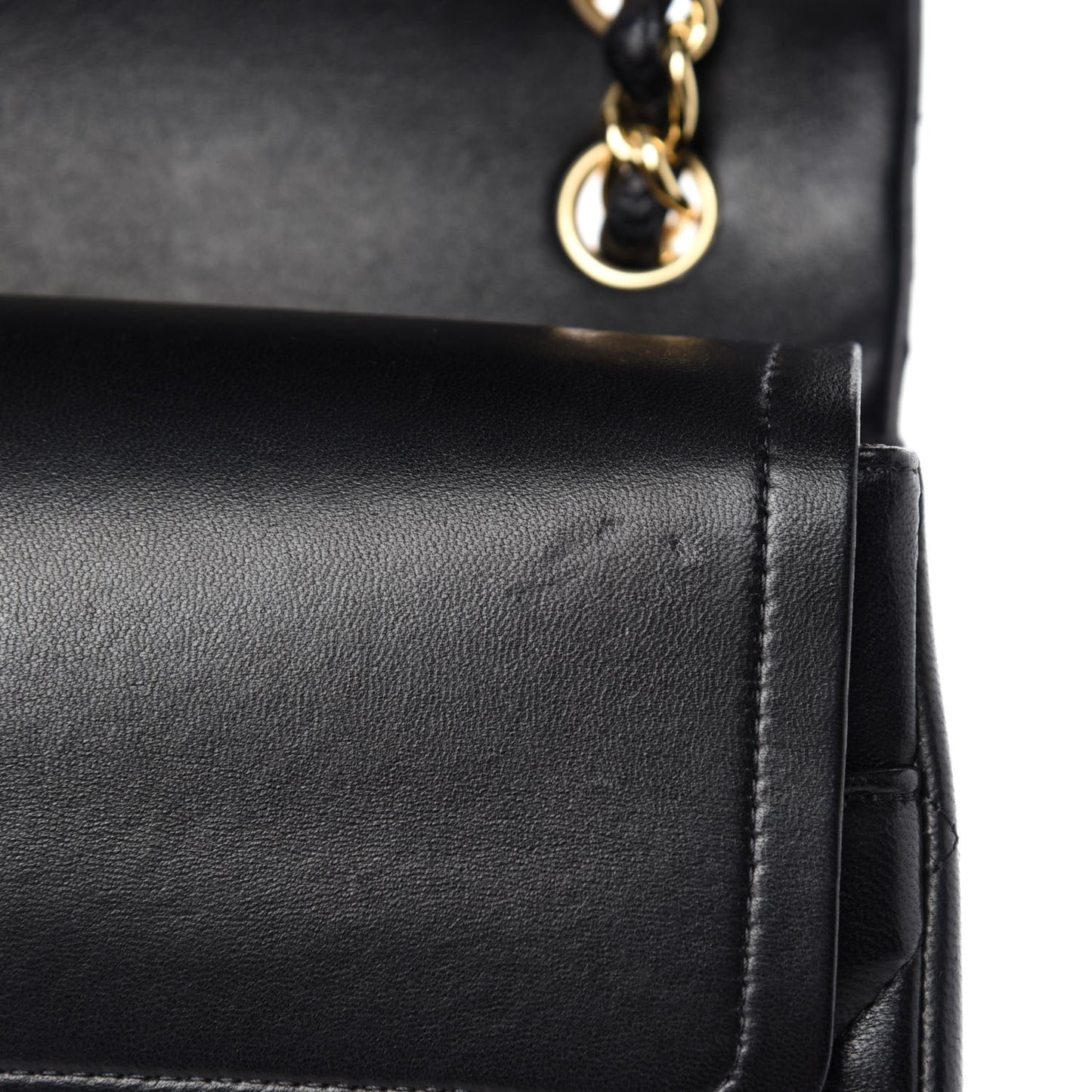 Lambskin Quilted Jumbo Double Flap Black