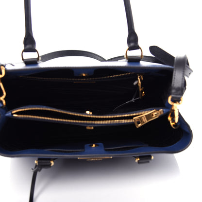 Prada Saffiano Lux Bi-Color Medium Tote Bluette Black 5 of 10