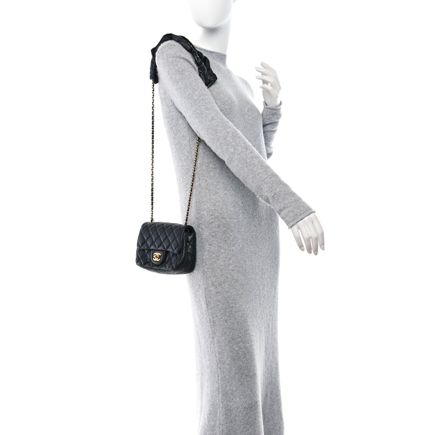 Lambskin Quilted Mini Romance Square Flap Black