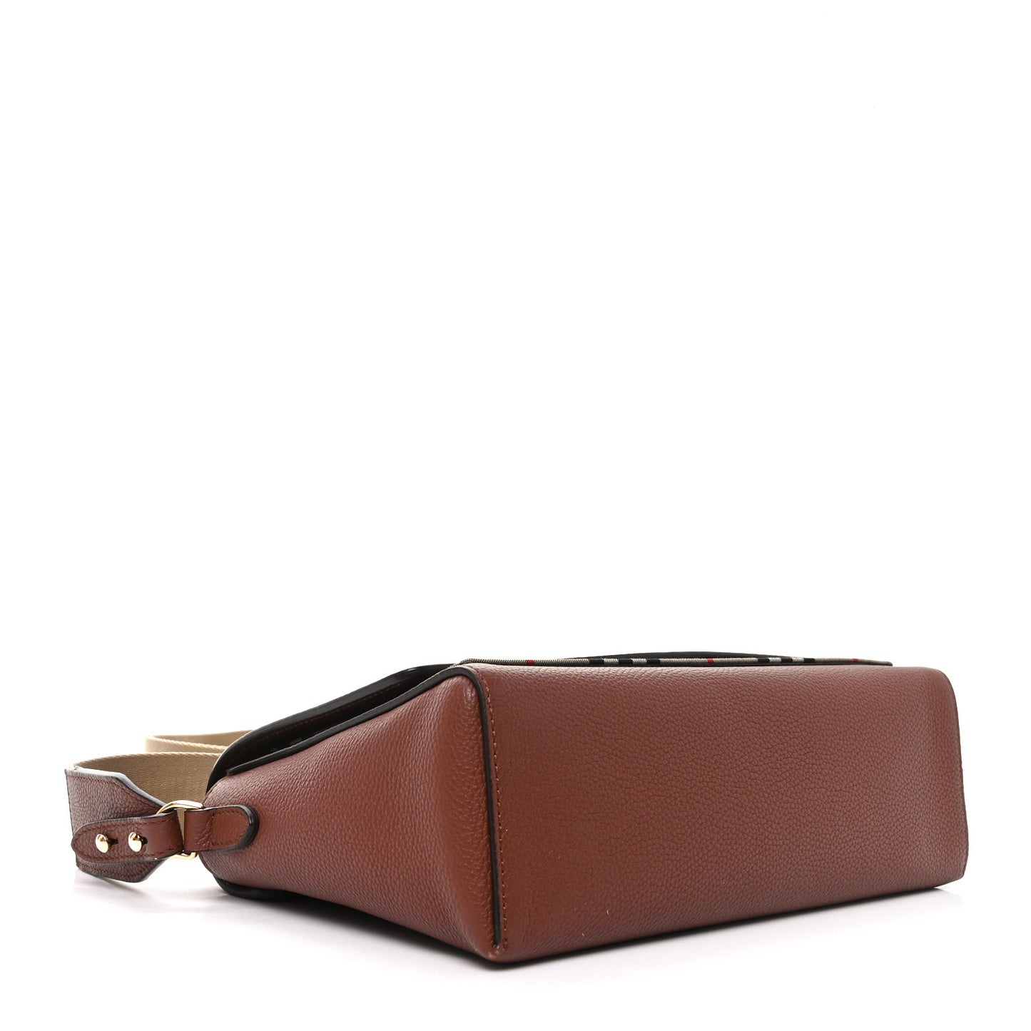 Grainy Calfskin Vintage Check Note Crossbody Bag Malt Brown