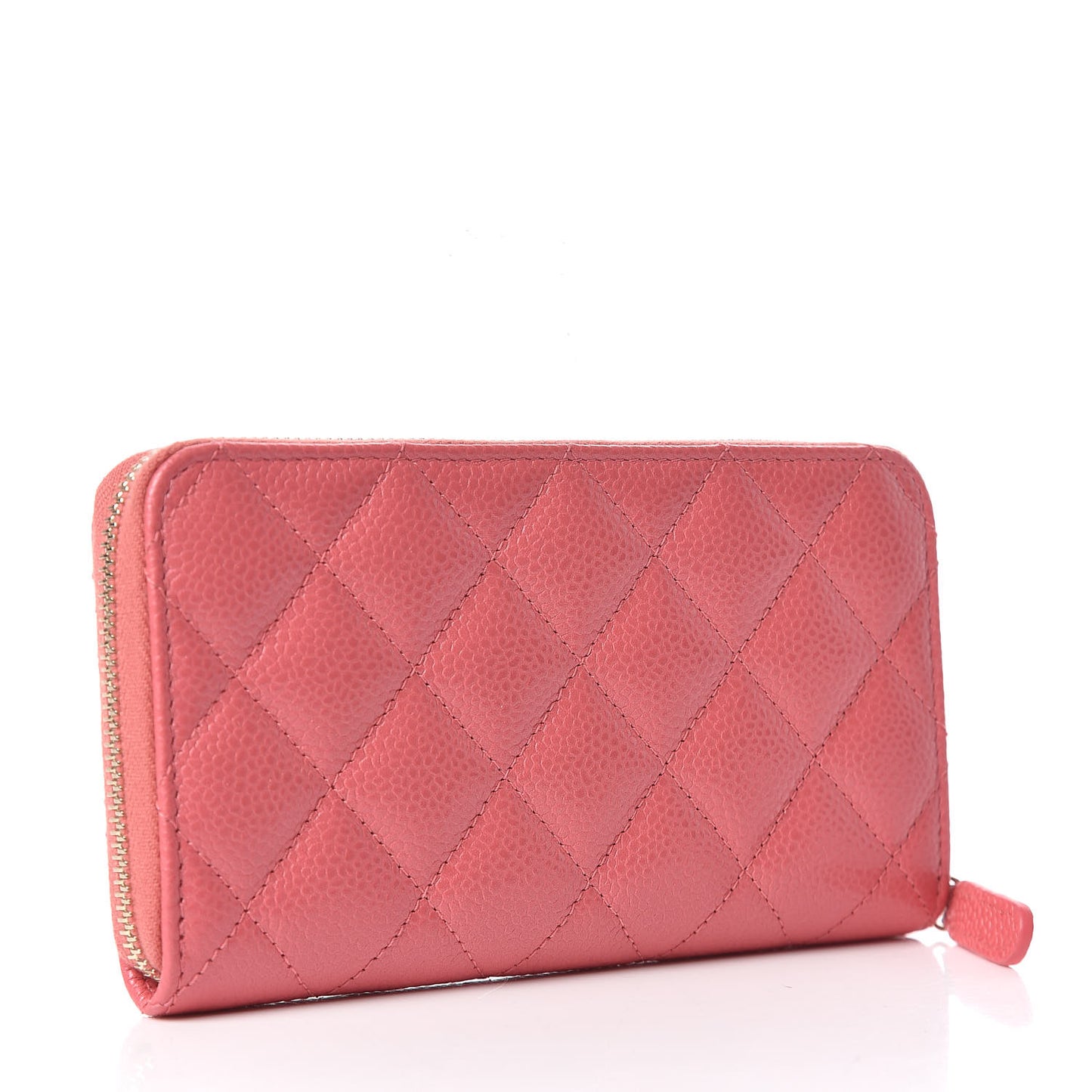Caviar Quilted Small Zip Around Wallet Pink
