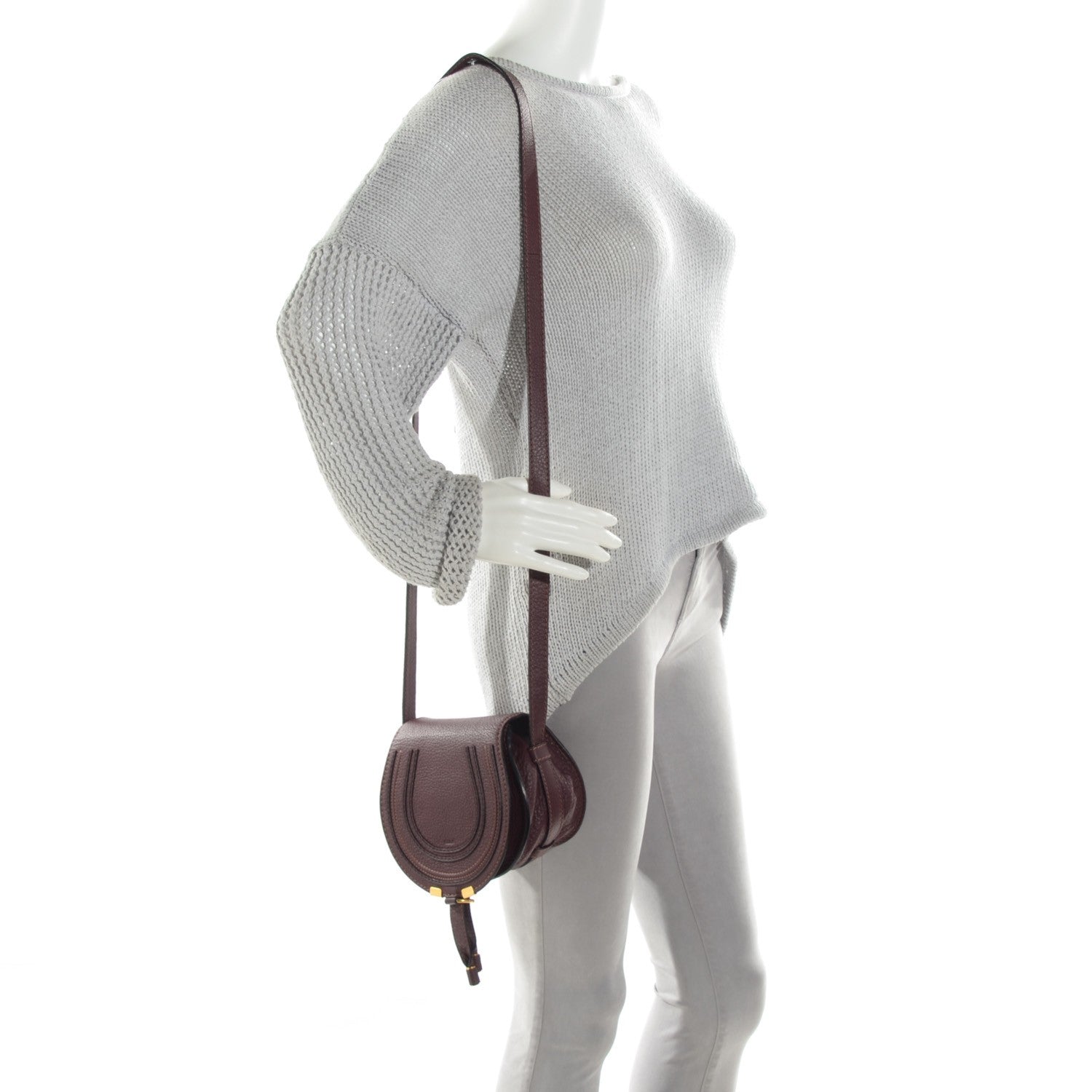 Chloe Calfskin Mini Marcie Round Crossbody Bag Dark Velvet 2 of 9