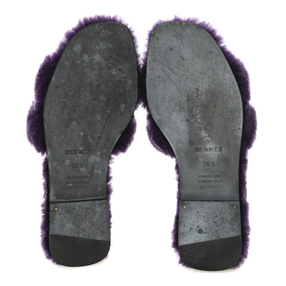 Hermes Woolskin Oran Sandals 36.5 Violet Fonce 6 of 8