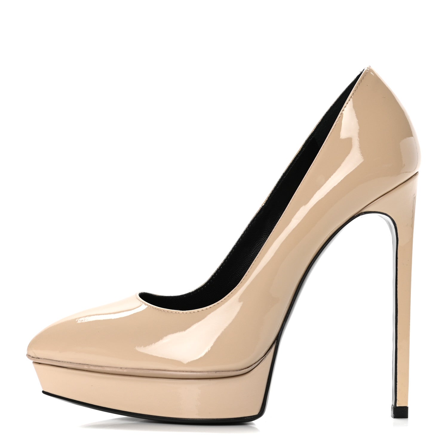 Saint Laurent Patent Janis 105 Platform Pumps 36.5 Nude Powder 1 of 6