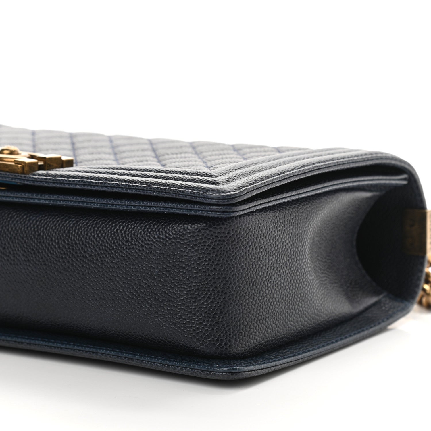 Chanel Caviar Quilted New Medium Boy Flap Dark Navy Blue 10 of 12