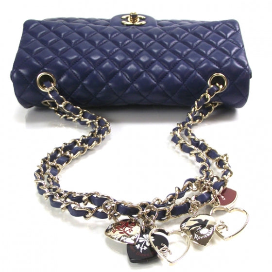 Chanel Lambskin Valentine Charms Medium Flap Navy 6 of 12