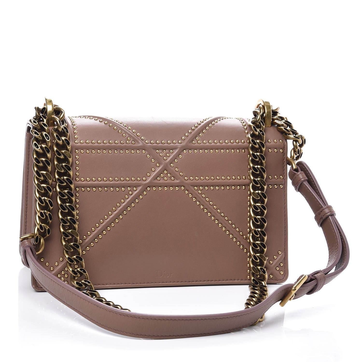 Christian Dior Calfskin Studded Small Diorama Flap Bag Taupe 2 of 8