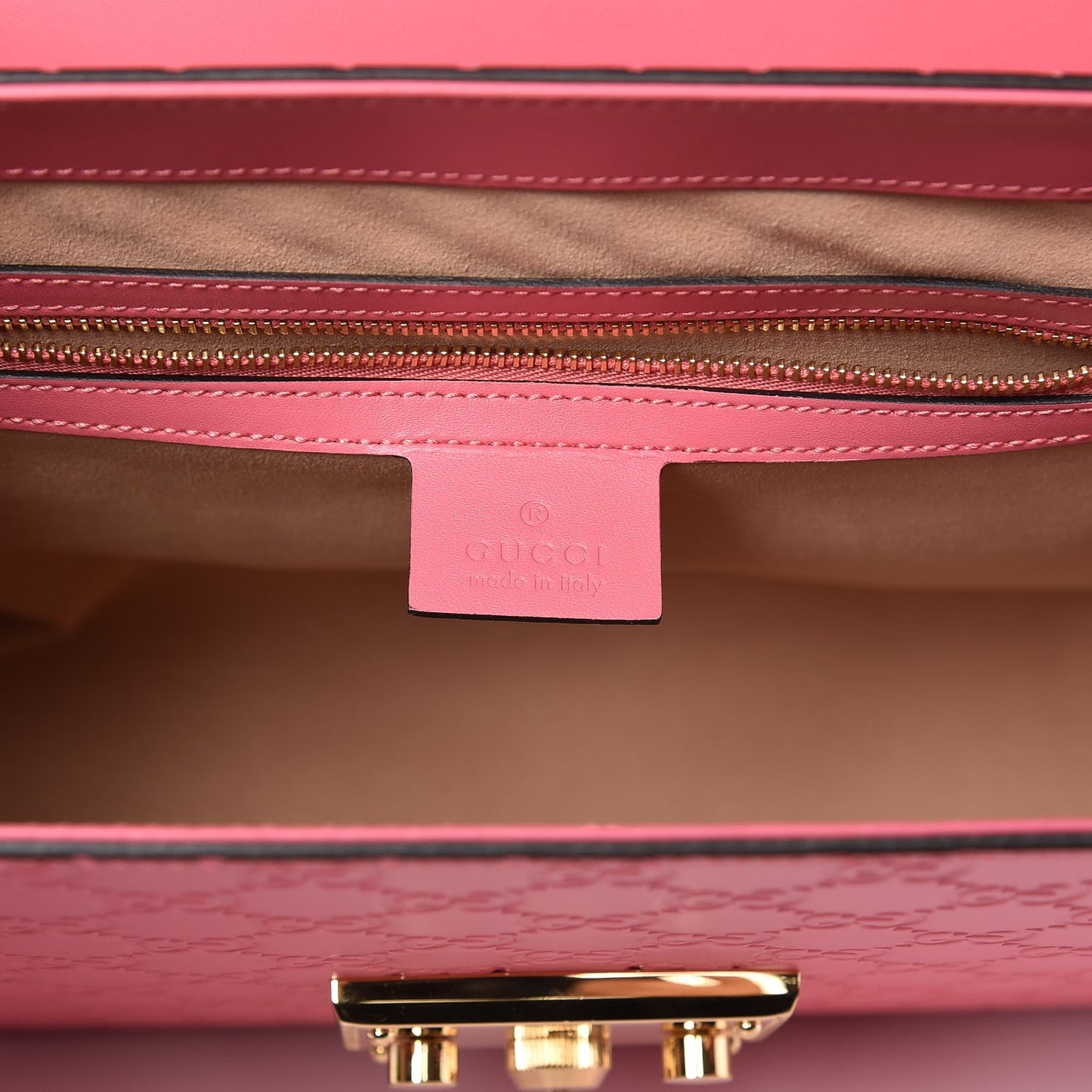 Guccissima Signature Medium Padlock Top Handle Bag Flush