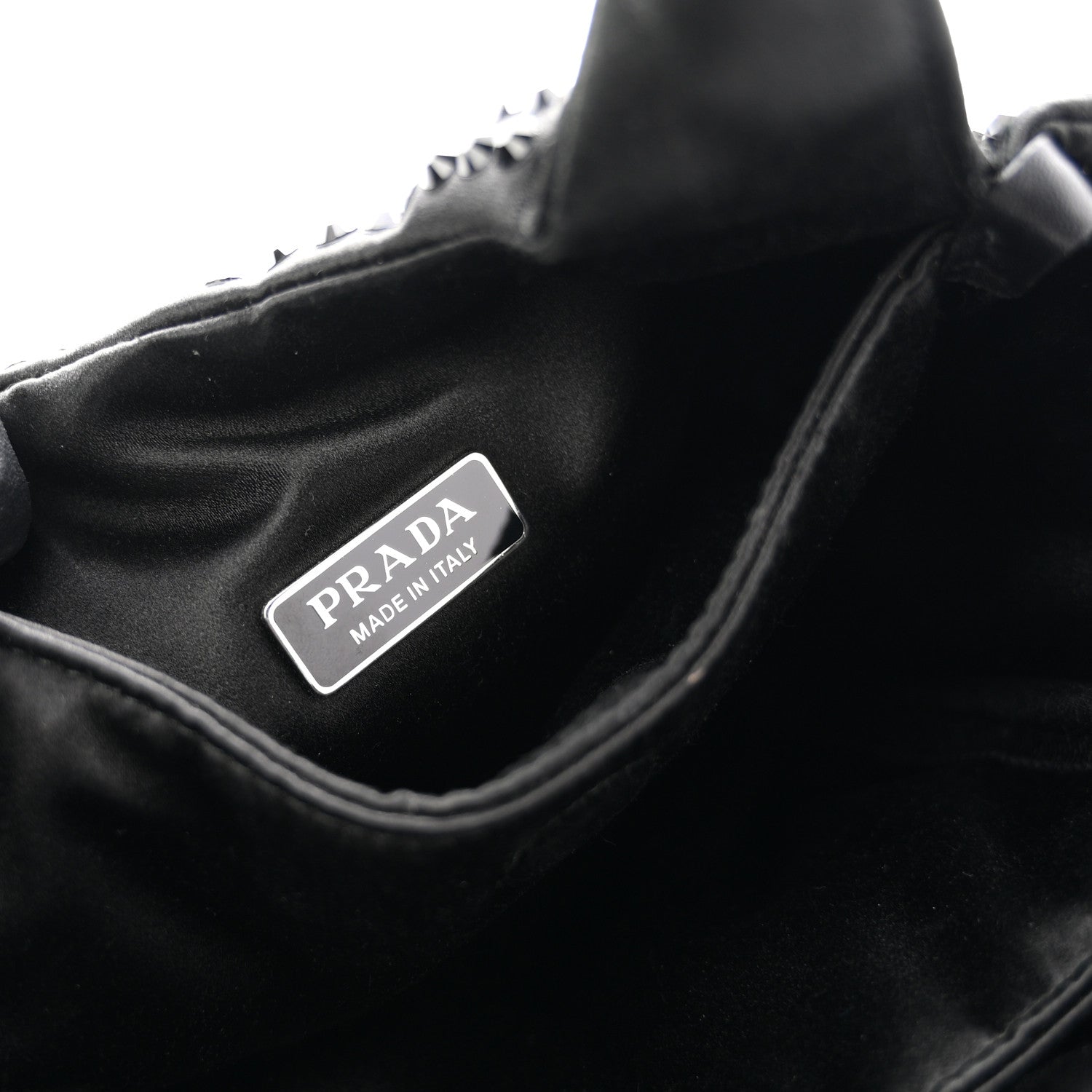 Prada Satin Crystal Soft Padded Small Double Handled Shoulder Bag Black 5 of 10