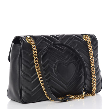 Gucci Calfskin Matelasse Medium GG Marmont Shoulder Bag Black 3 of 16