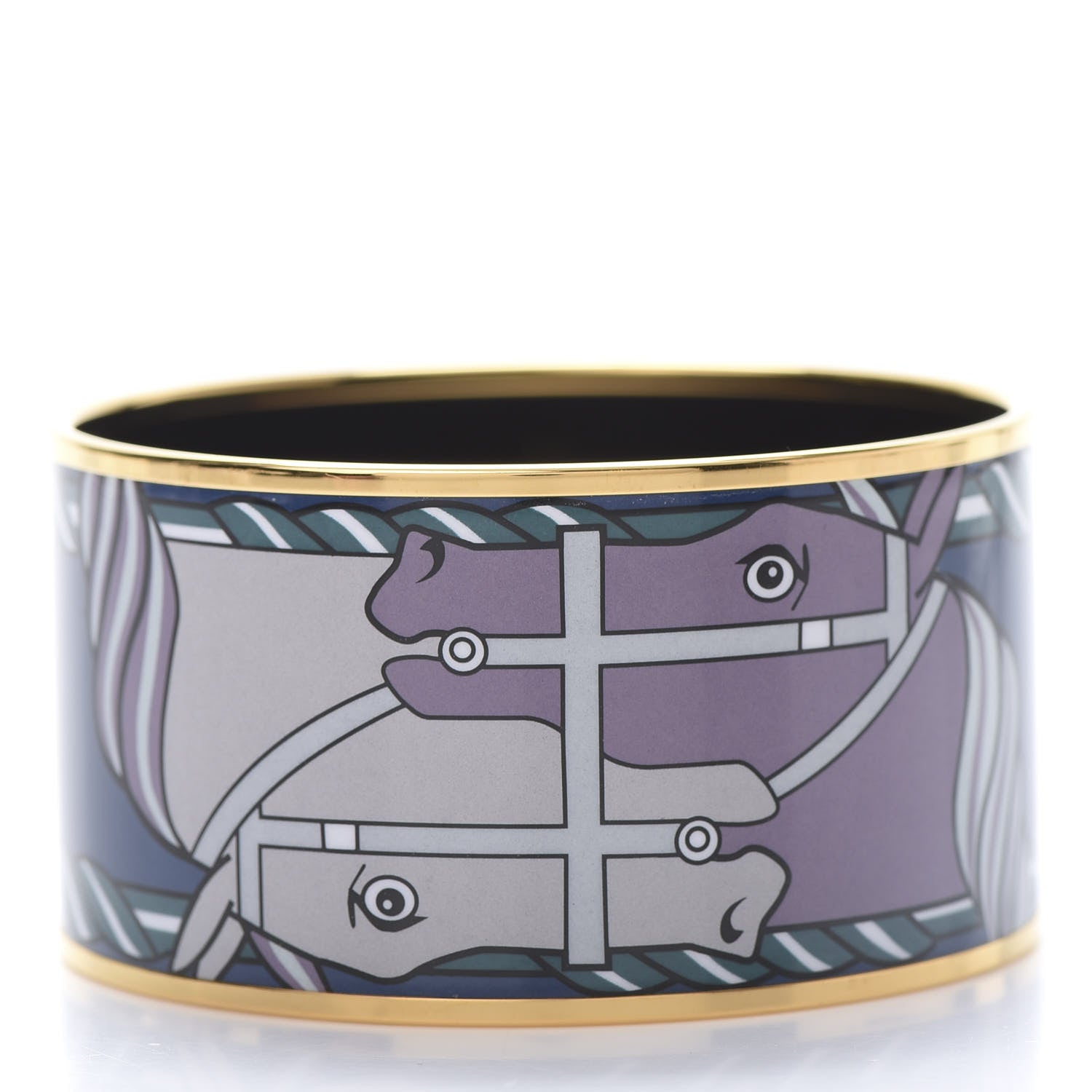 Hermes Enamel Printed Quadrige Extra Wide Bracelet 65 Mineral 3 of 6