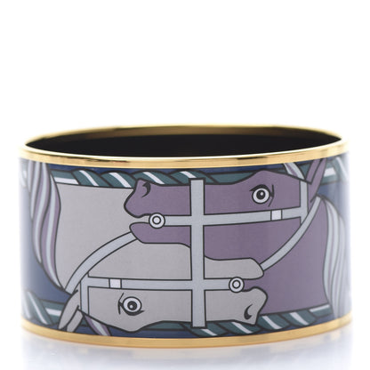 Hermes Enamel Printed Quadrige Extra Wide Bracelet 65 Mineral 3 of 6
