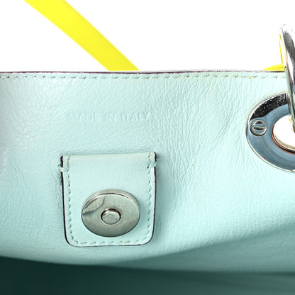 Christian Dior Smooth Calfskin Medium Diorissimo Tote Neon Yellow Light Blue 8 of 11