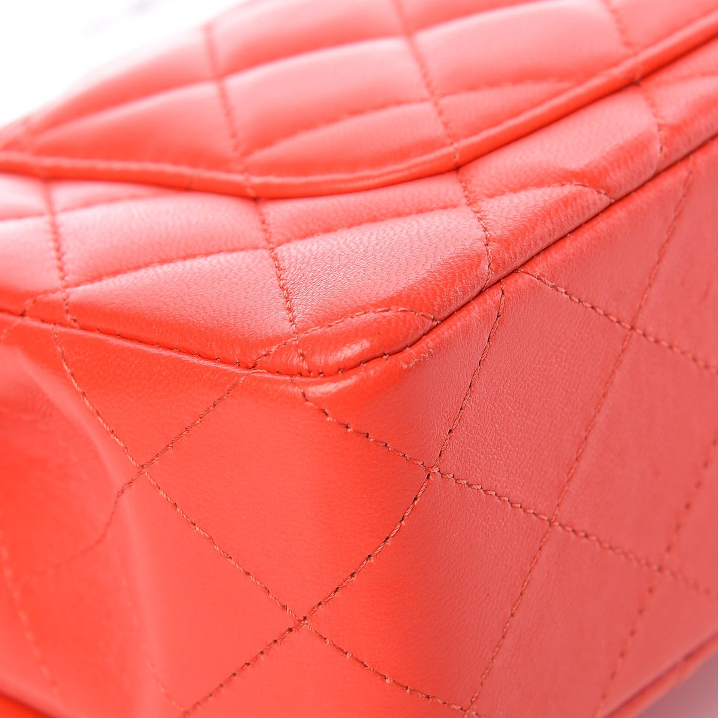 Lambskin Quilted Mini Rectangular Flap Red