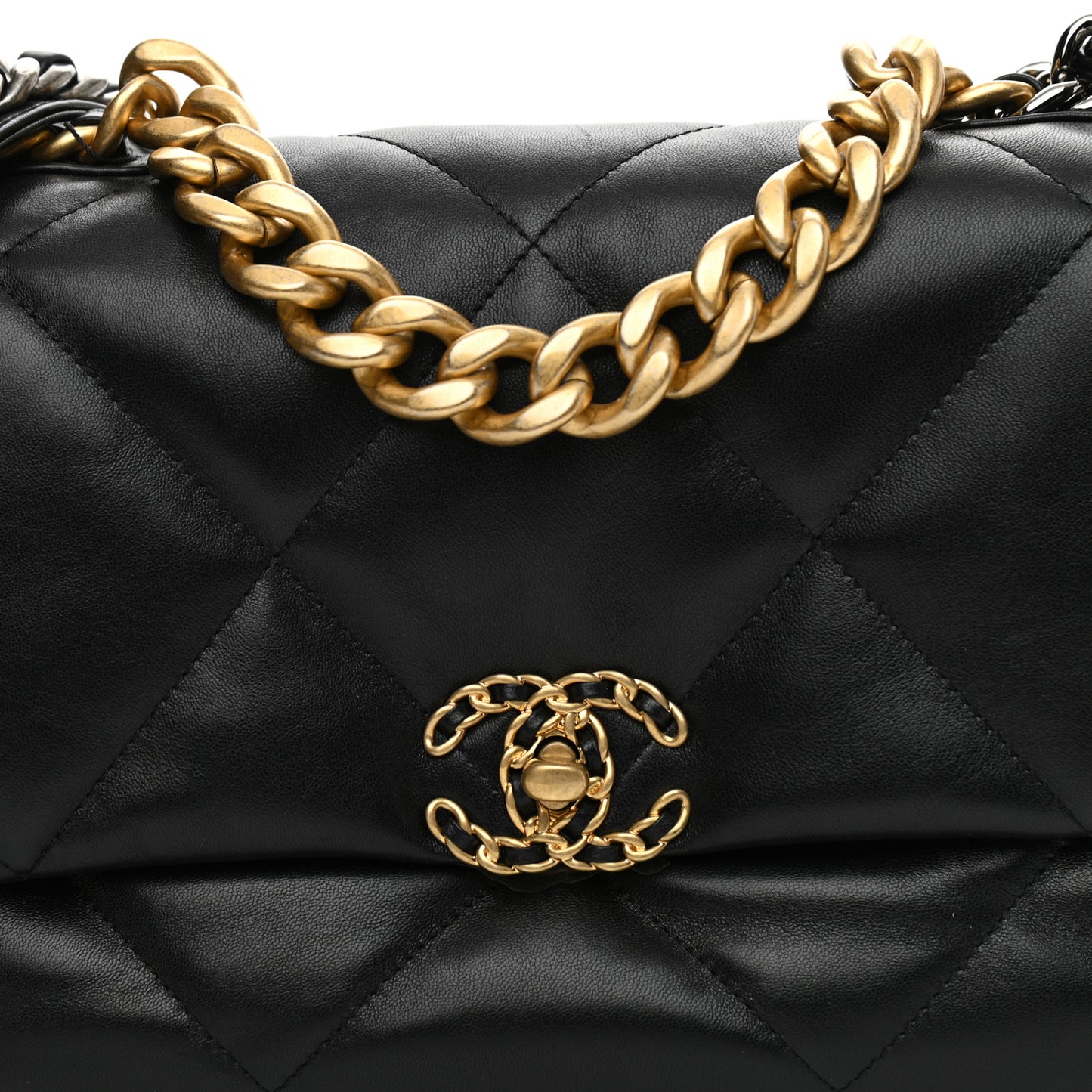 Lambskin Quilted Large Chanel 19 Flap Black