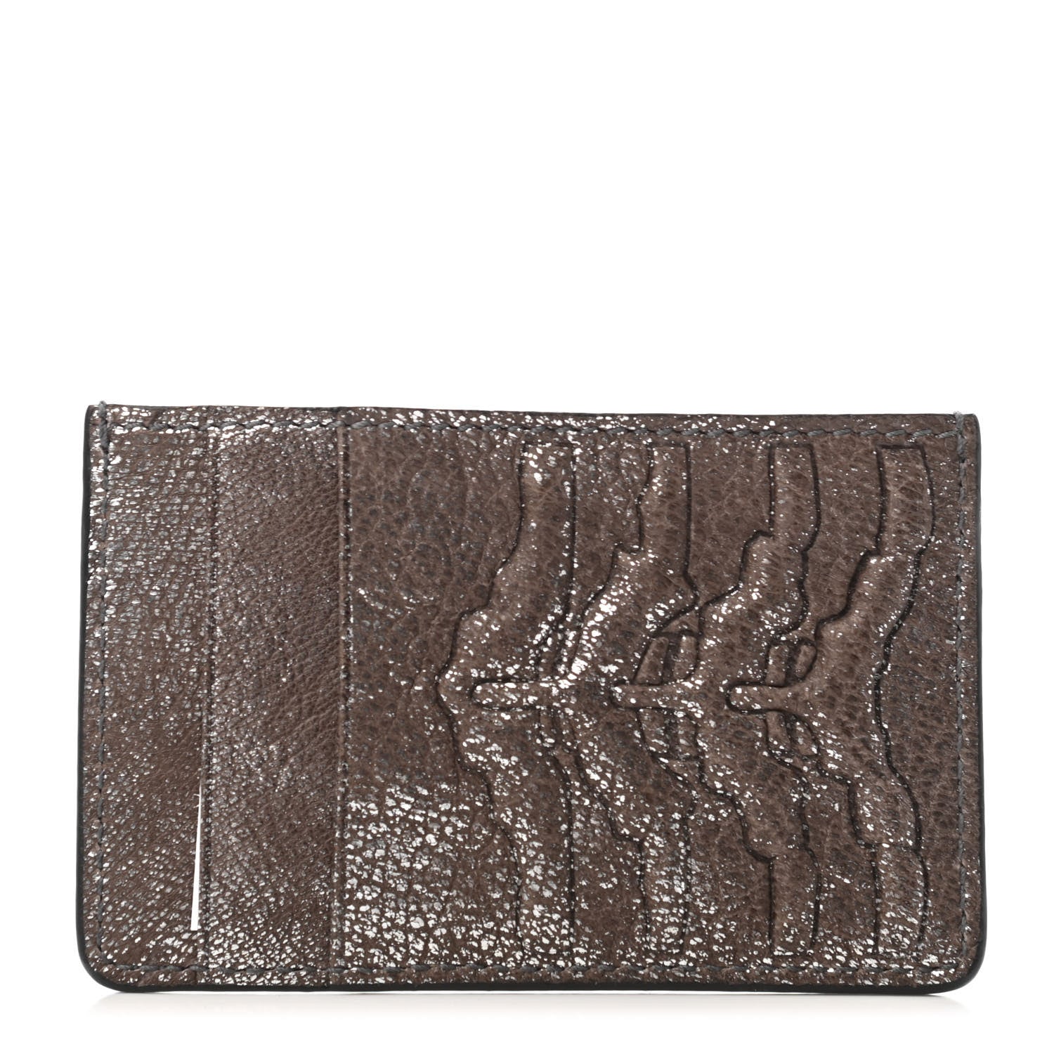 Alexander McQueen Distressed Metallic Suede Embossed Card Holder Brown 1 of 4