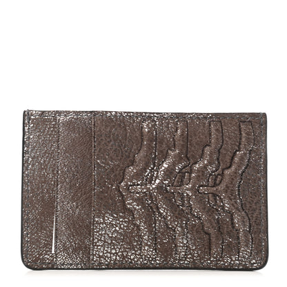Alexander McQueen Distressed Metallic Suede Embossed Card Holder Brown 1 of 4
