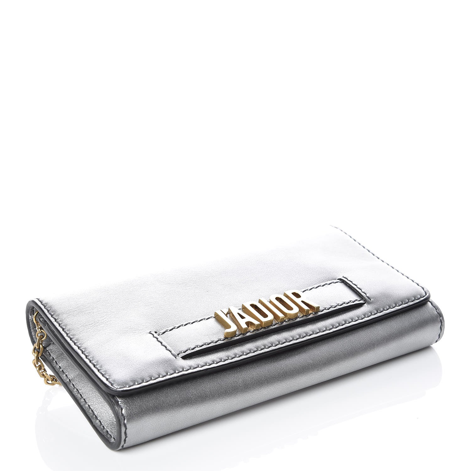 Christian Dior Metallic Calfskin J'adior Croisiere Chain Wallet Graphite 4 of 10