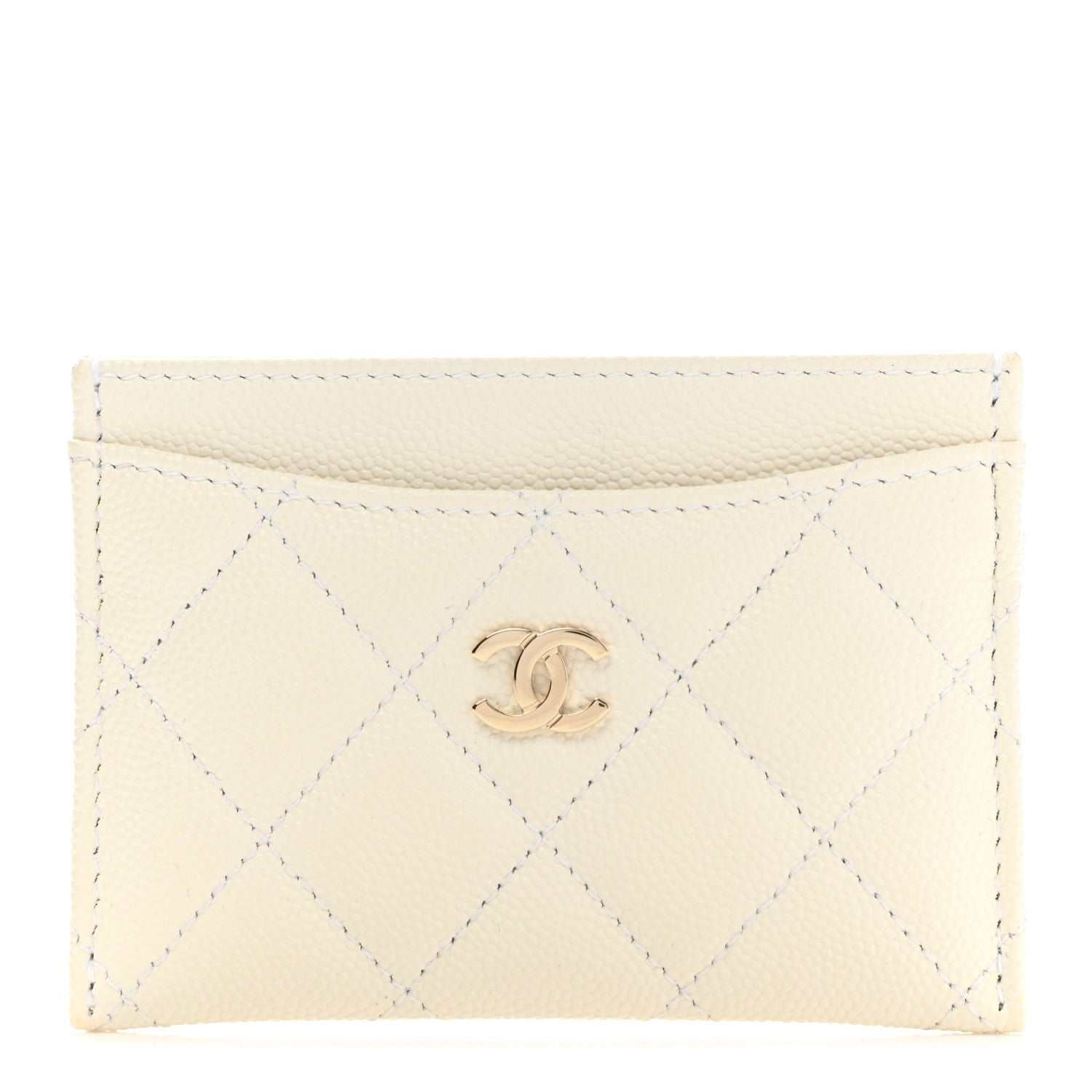 Chanel Caviar Quilted Card Holder White 1 of 8