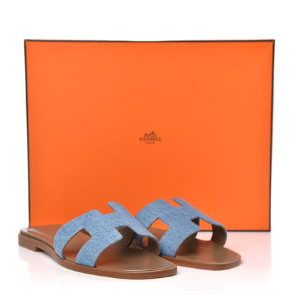 Hermes Denim Canvas Oran Sandals 36 Bleu Clair 9 of 9