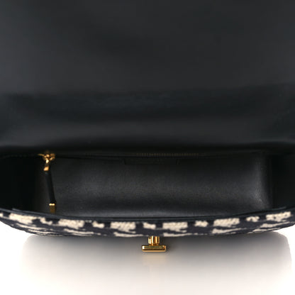 Christian Dior Technical Canvas Macro Houndstooth Medium Caro Bag Black White 5 of 10