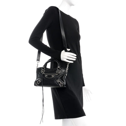 Balenciaga Chevre Silver Metallic Edge Hardware Mini City Black 2 of 8
