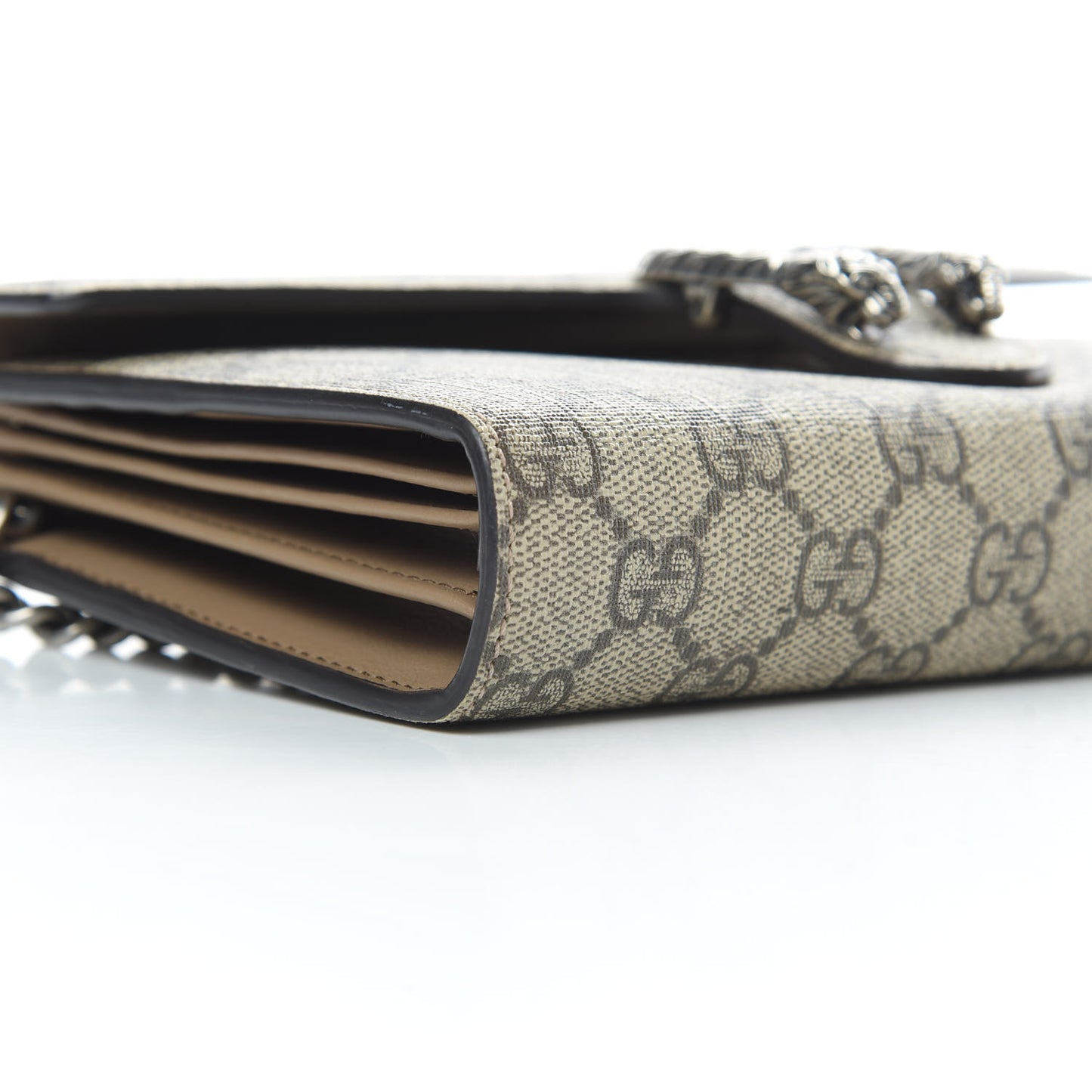 GG Supreme Monogram Mini Dionysus Chain Wallet Beige Taupe
