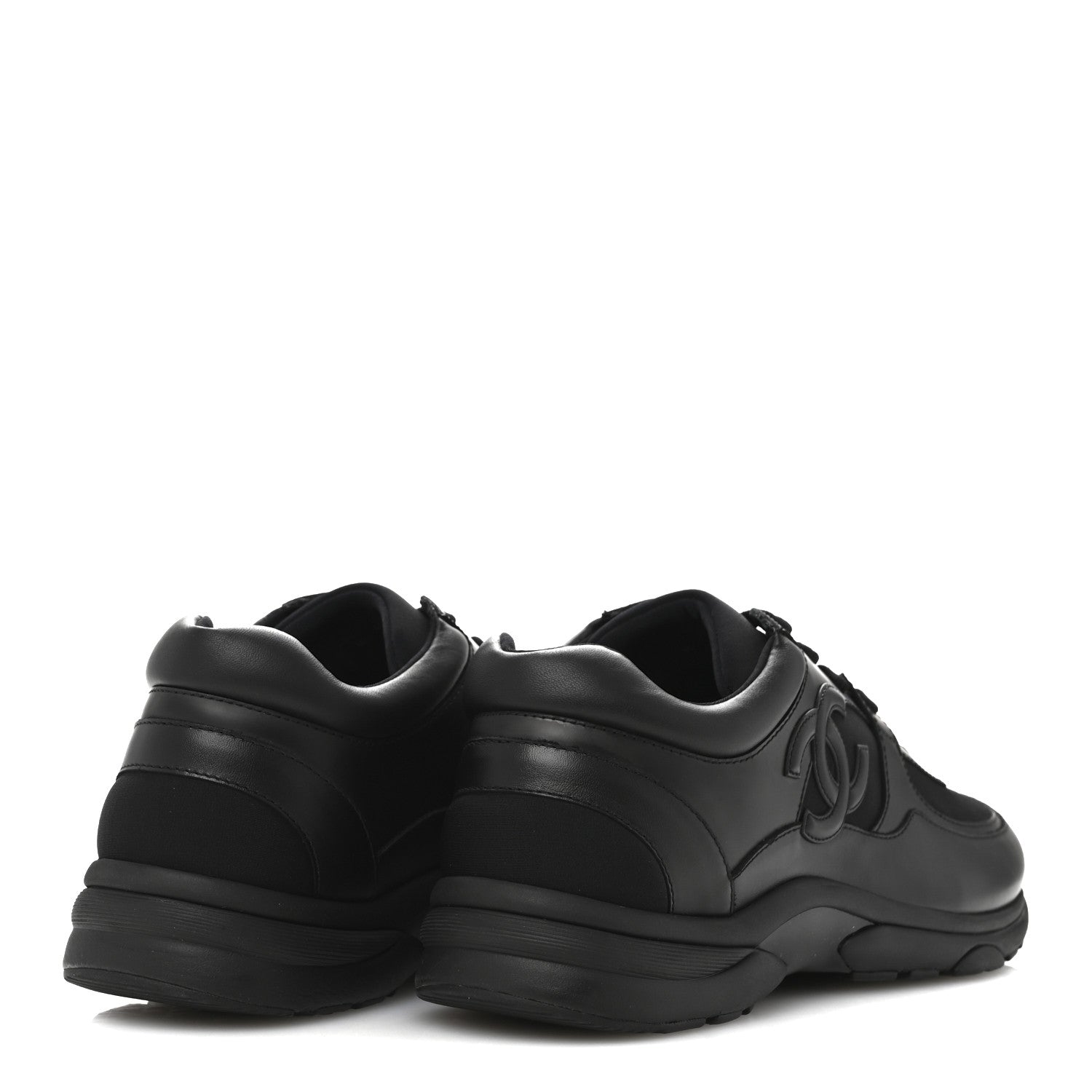 Chanel Lambskin Fabric CC Uniform Mens Sneakers 44 Black 5 of 9
