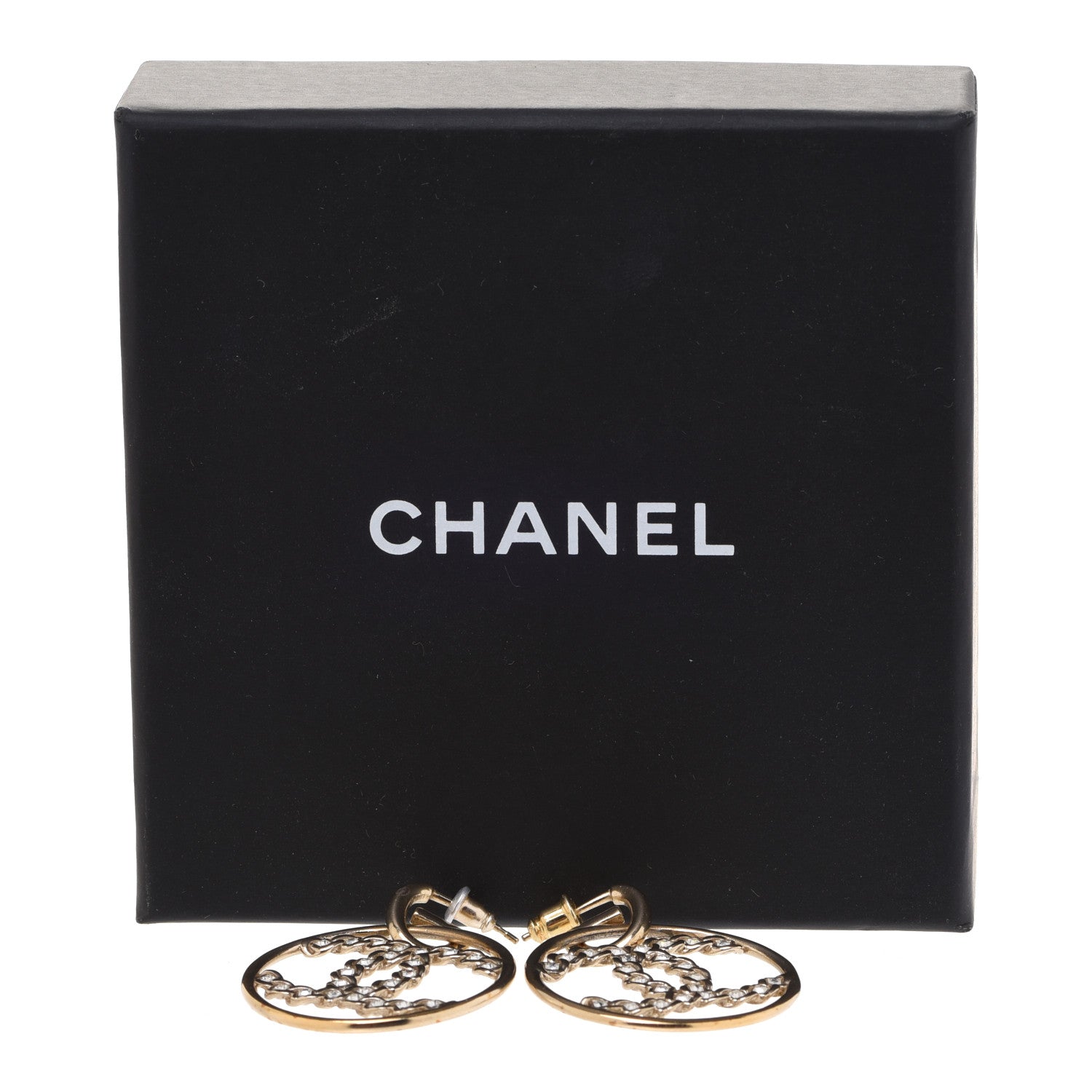 Chanel Baguette Crystal High Society CC Drop Earrings Gold 5 of 5