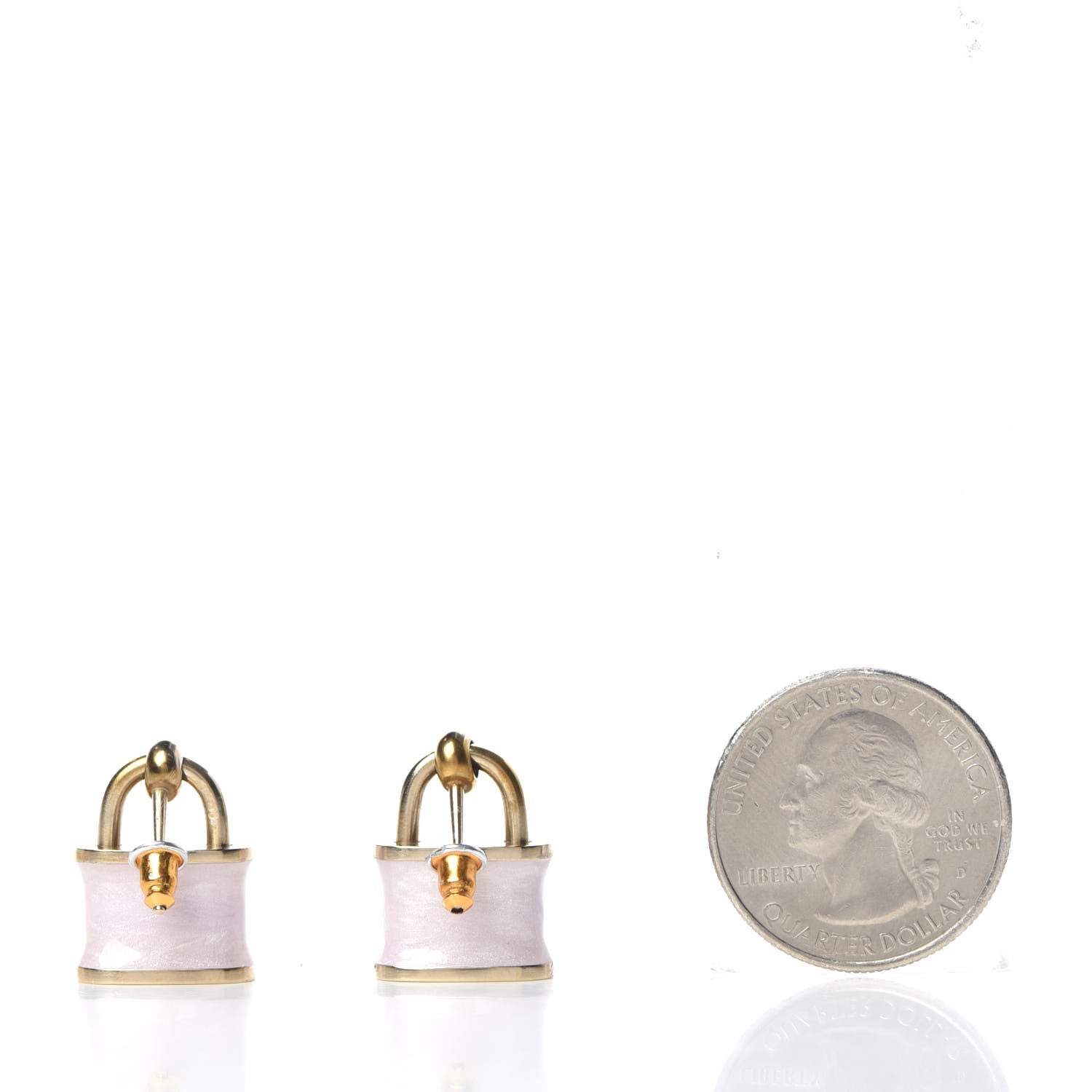 Chanel Resin Glitter Padlock CC Drop Earrings Pink Gold 2 of 4