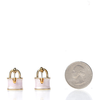 Chanel Resin Glitter Padlock CC Drop Earrings Pink Gold 2 of 4