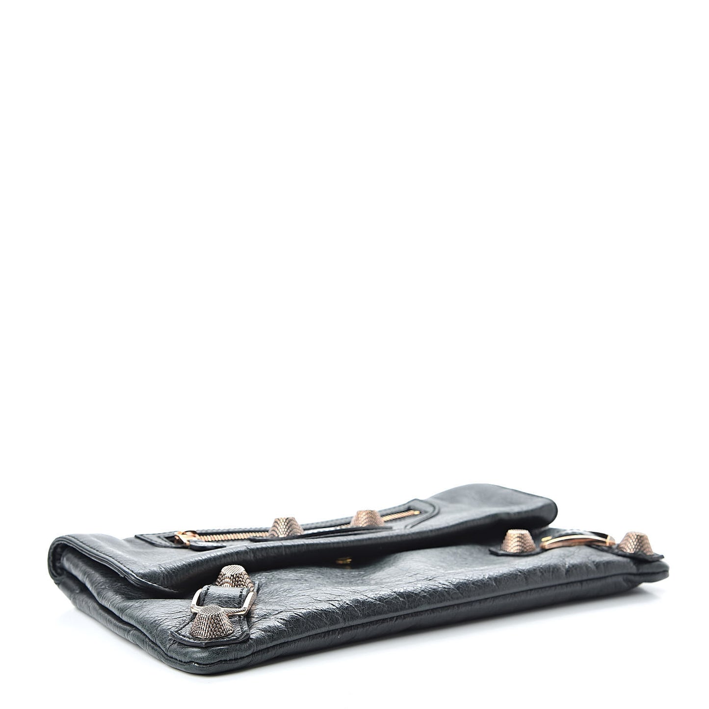 Agneau Giant 21 Rose Gold Hardware Envelope Clutch Black