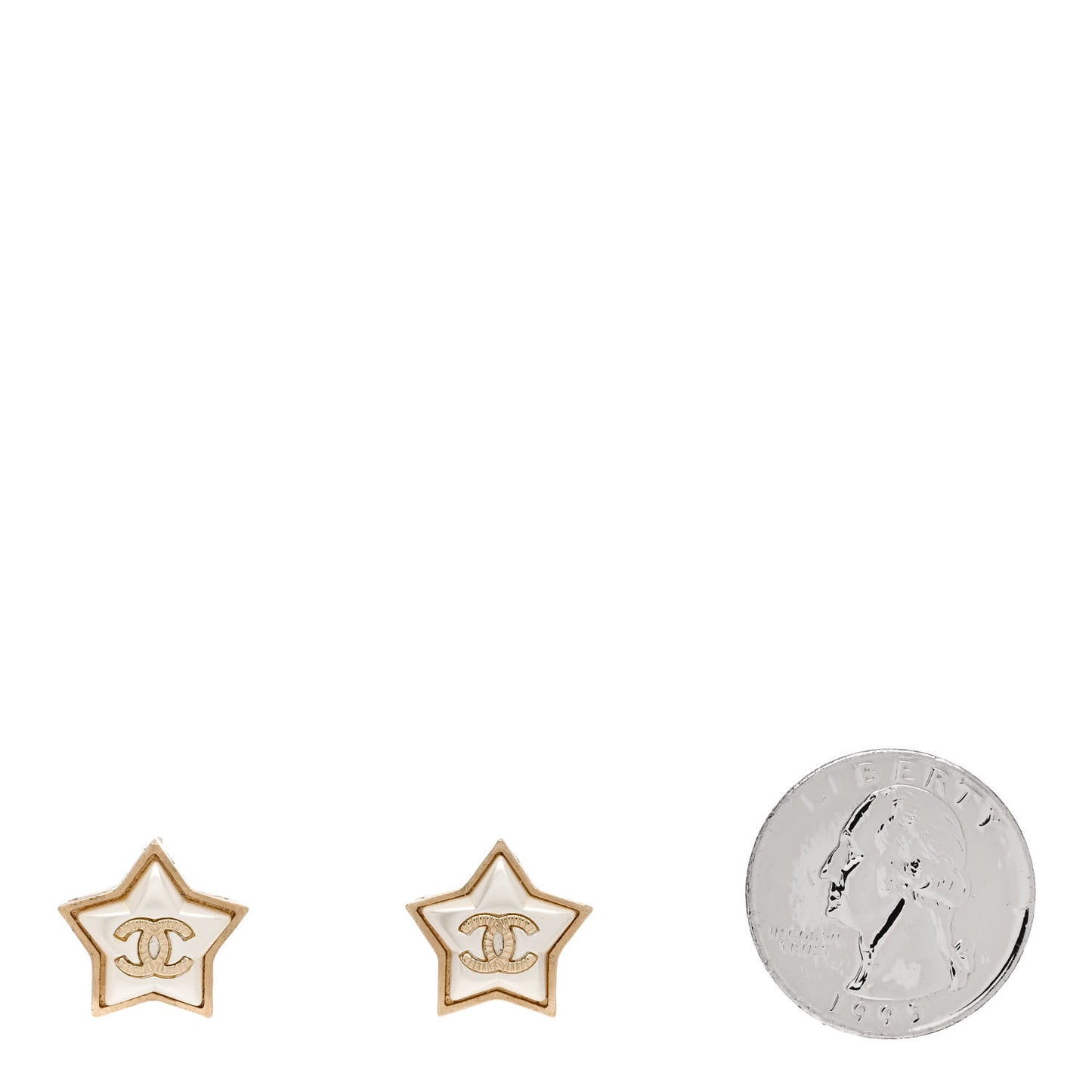 Resin Metal CC Star Earrings Gold