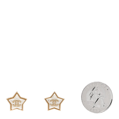 Chanel Resin Metal CC Star Earrings Gold 2 of 4