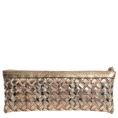 Burberry Woven Leather Nova Check Ashcombe Clutch Gold 1 of 7