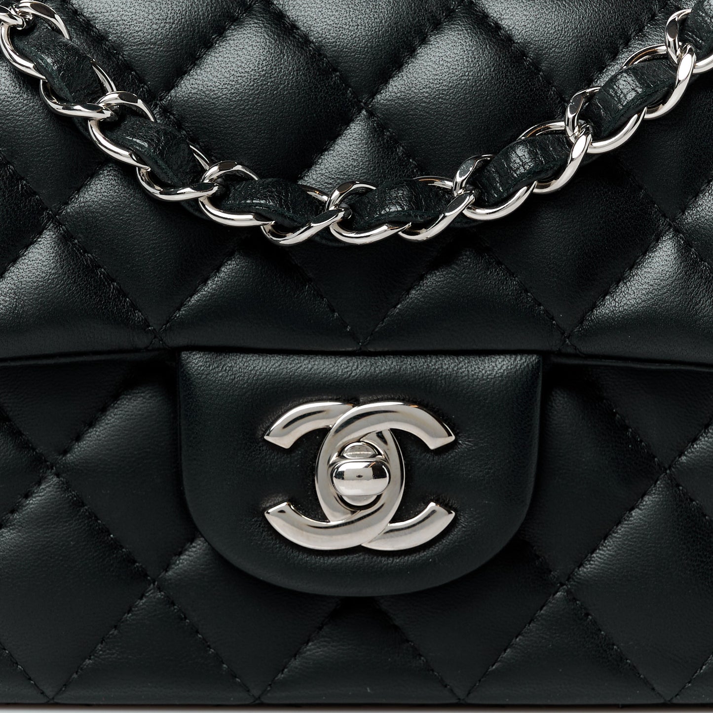Lambskin Quilted Mini Rectangular Flap Black
