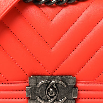 Chanel Lambskin Chevron Quilted Small Boy Flap Orange 8 of 10