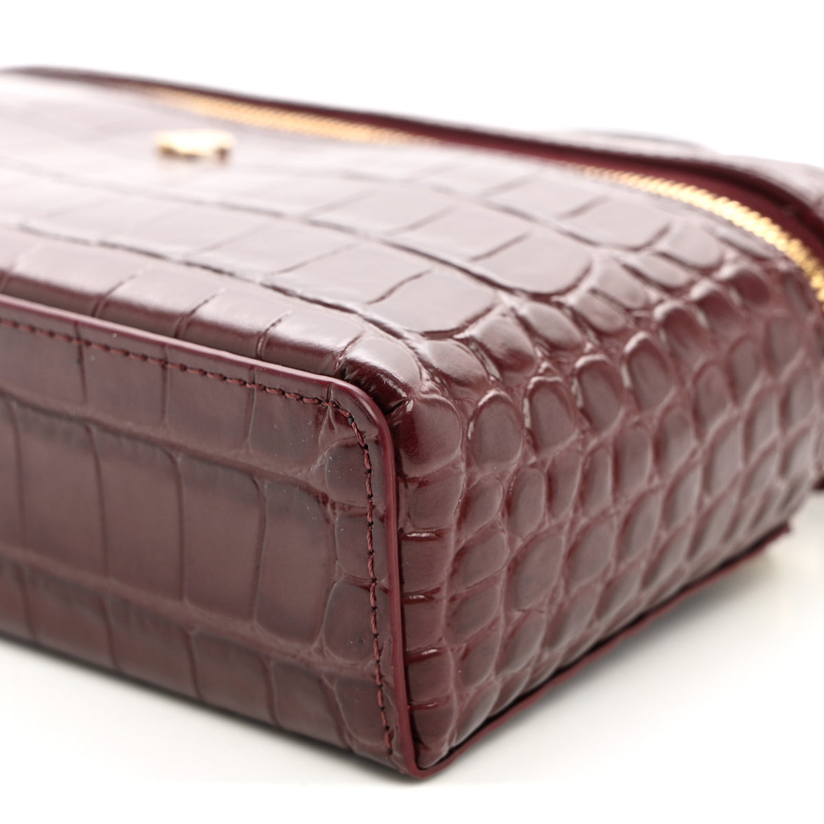 Chanel Calfskin Crocodile Embossed Crococo Exoticoco Vanity With Chain  Dark Burgundy 10 of 11