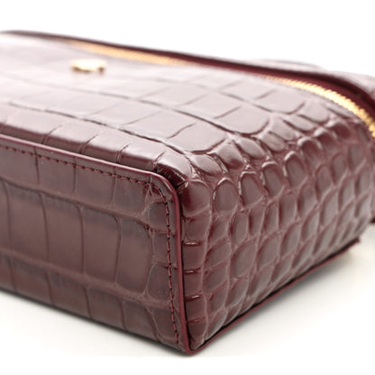 Chanel Calfskin Crocodile Embossed Crococo Exoticoco Vanity With Chain  Dark Burgundy 10 of 11