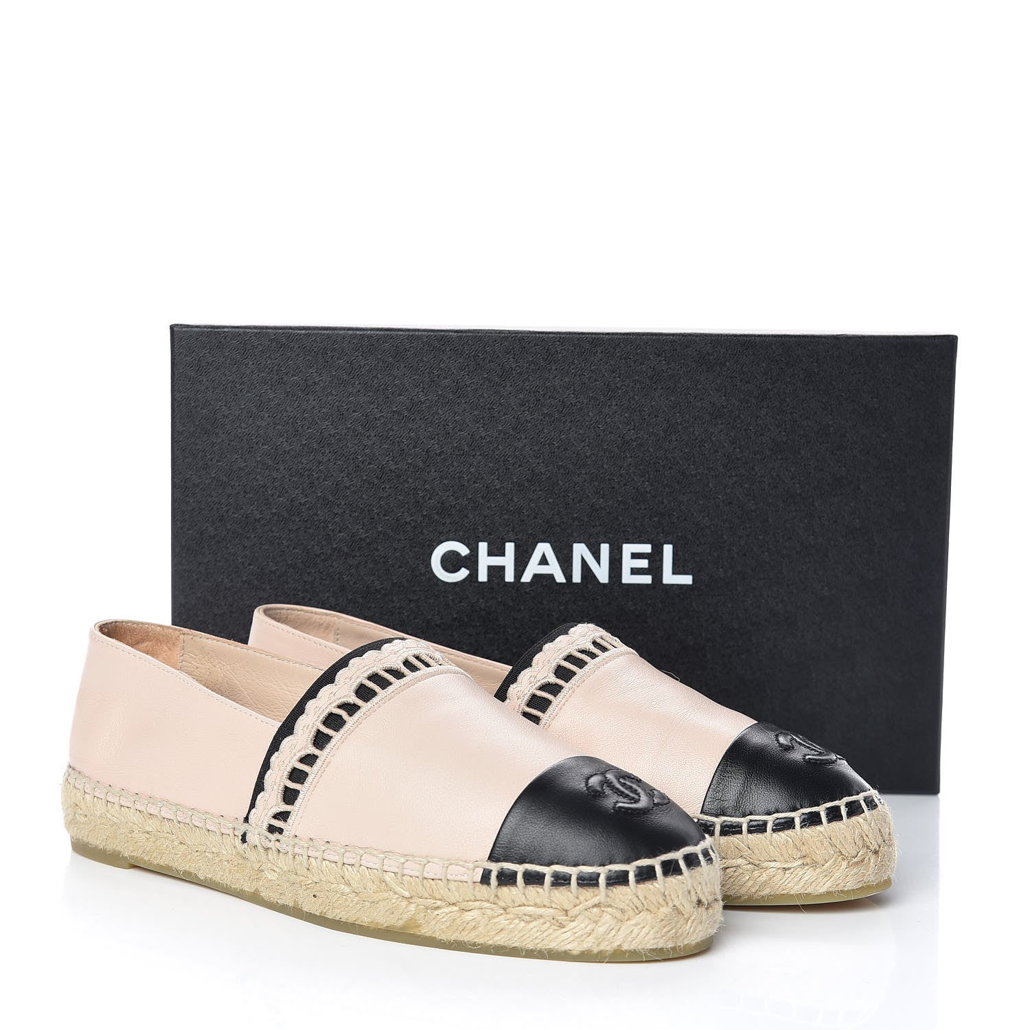 Chanel Lambskin CC Espadrilles 36 Beige Black 12 of 12