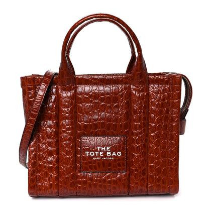Marc Jacobs Croc Embossed Small The Tote Bag Spice Brown 1 of 12
