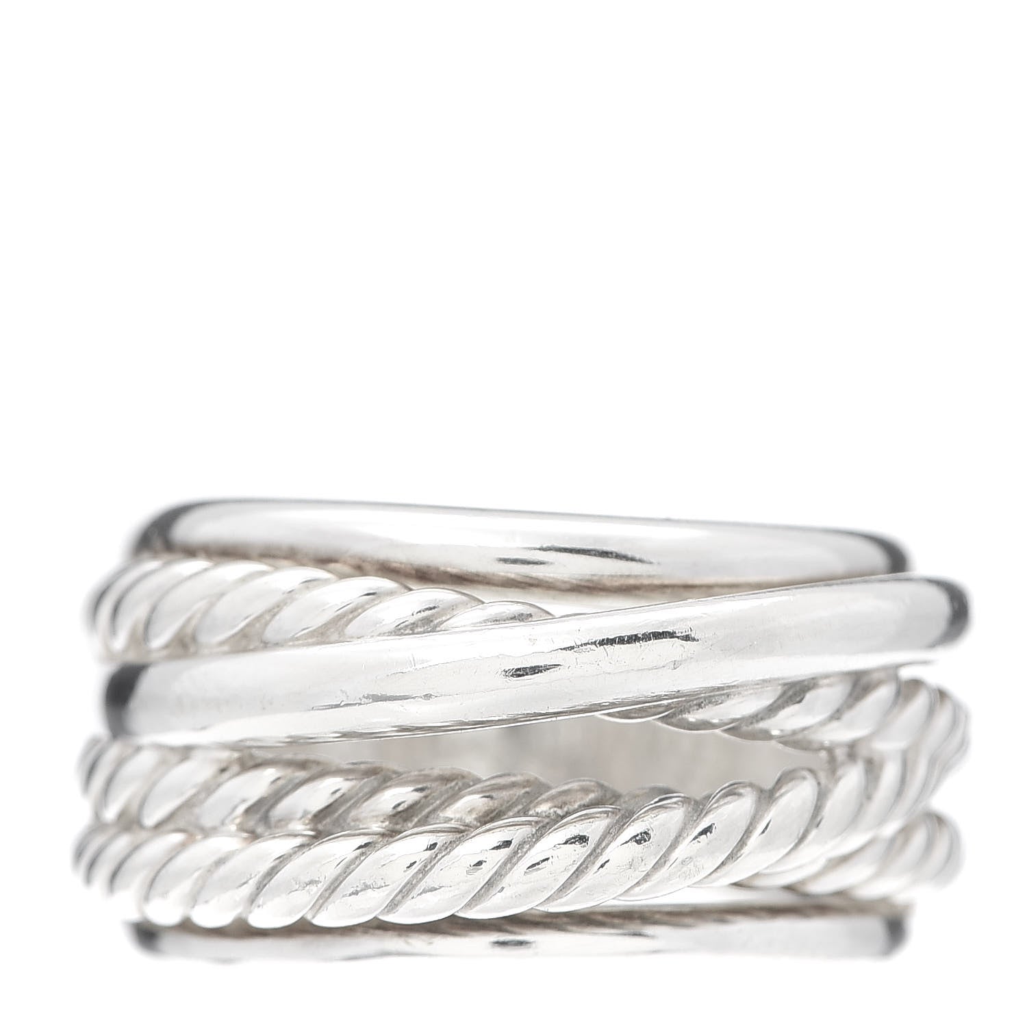 David Yurman Sterling Silver 15mm Narrow Crossover Cable Ring 54 6.75 1 of 5