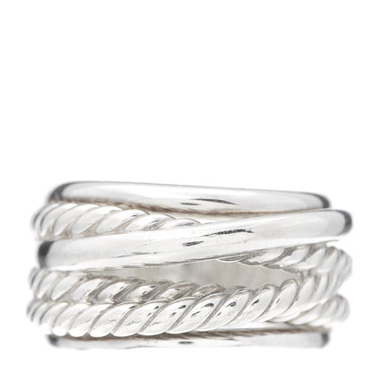 David Yurman Sterling Silver 15mm Narrow Crossover Cable Ring 54 6.75 1 of 5
