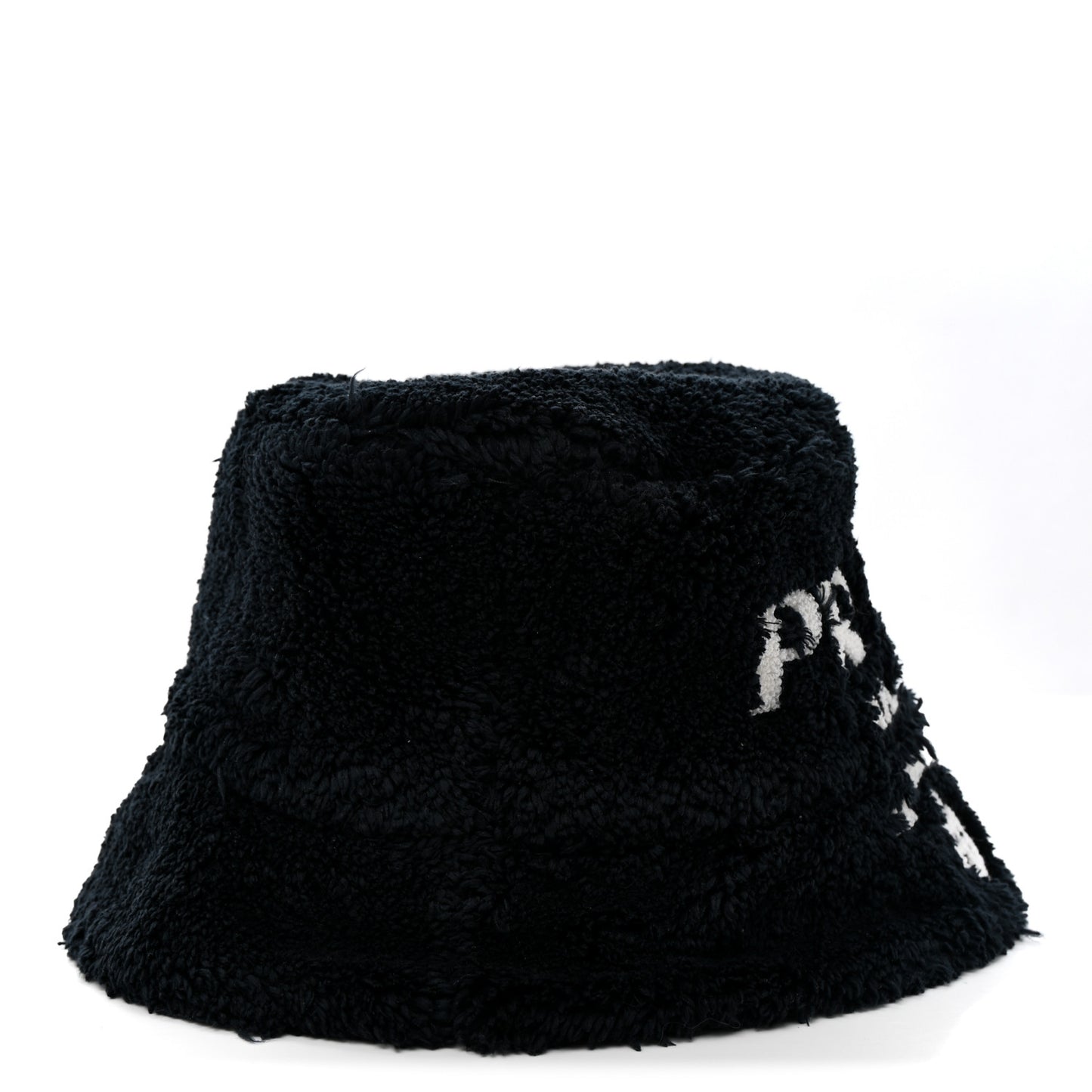 Terry Cloth Logo Embroidered Womens Bucket Hat M Black White