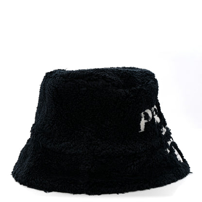 Prada Terry Cloth Logo Embroidered Womens Bucket Hat M Black White 5 of 8