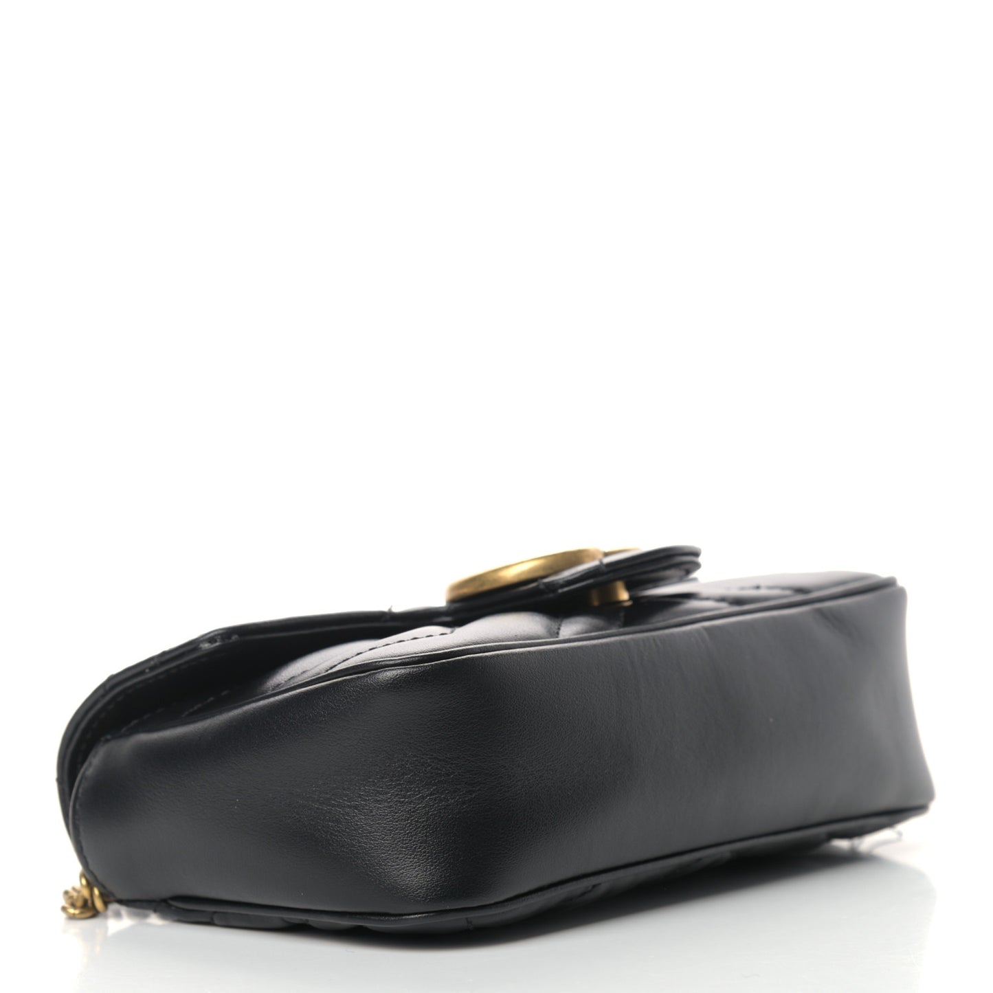Calfskin Matelasse Super Mini GG Marmont Shoulder Bag Black