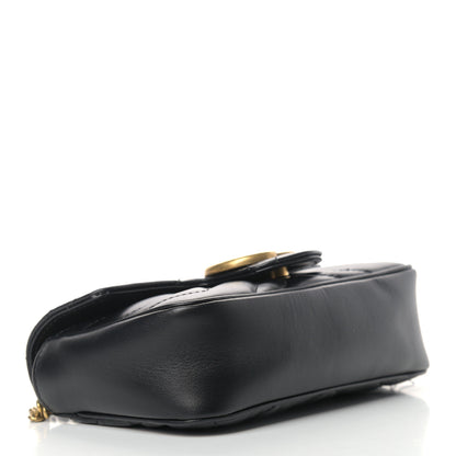 Gucci Calfskin Matelasse Super Mini GG Marmont Shoulder Bag Black 4 of 10