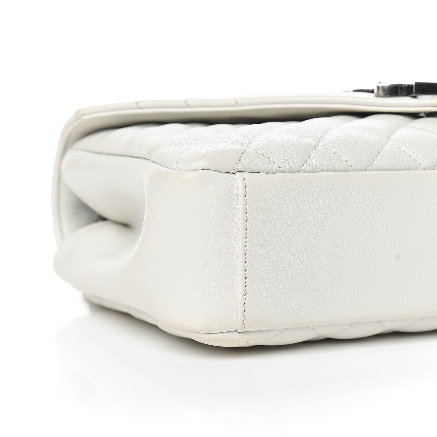 Sheepskin Tri-Quilt Monogram Medium College Bag Dove White